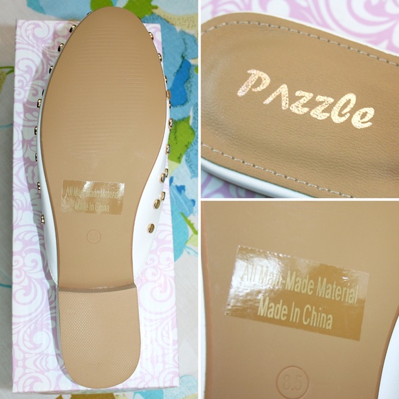 Gold Studded White Loafer Mule NIB - Picture 4 of 8